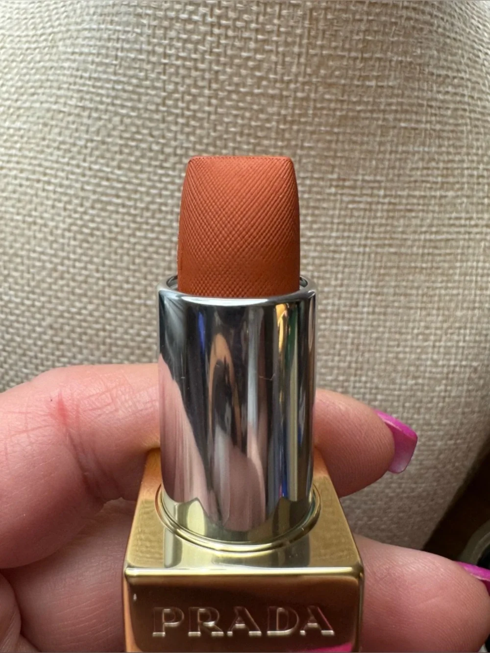 Prada Monochrome Hyper Matte 077 Arancio Lipstick Refillable Magnetic Case - Picture 9 of 15
